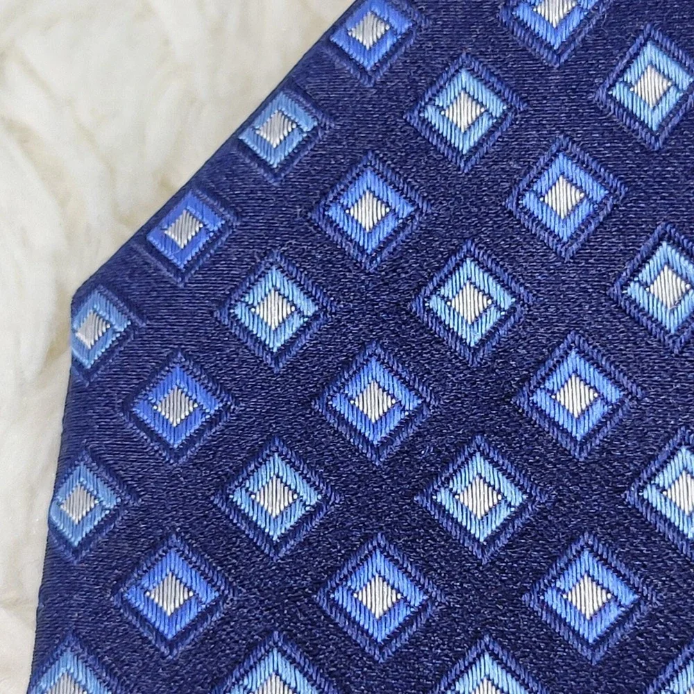 Nautica Silk Necktie Men's Foulard Square Pattern Nautical Coastal‎ Windowpane